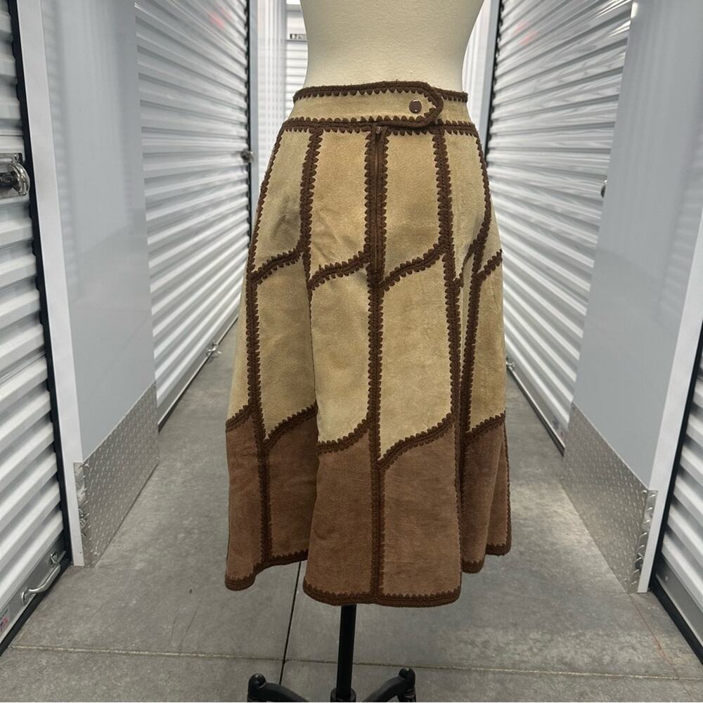 Vintage 70s young east brown suede a line skirt 13/14 - Picture 8 of 16